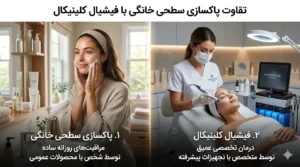 تفاوت پاکسازی سطحی خانگی با فیشیال کلینیکال